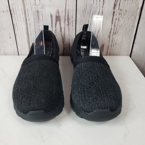 Sketchers Memory Foam Slip On Loafer Shoes Womens Sz 8.5M Air Cooled Mesh Black - Picture 4 of 7